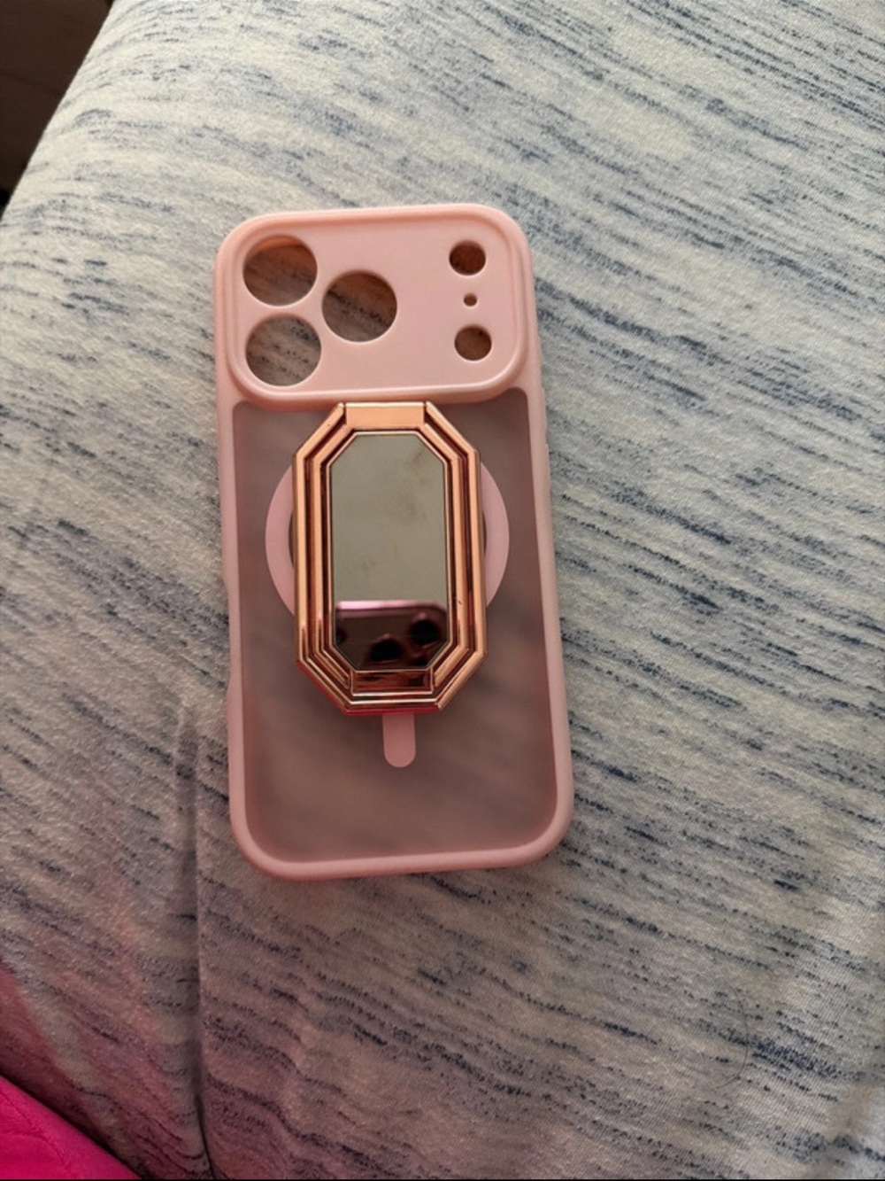 Pink Phone Case with Rose Gold Ring Grip